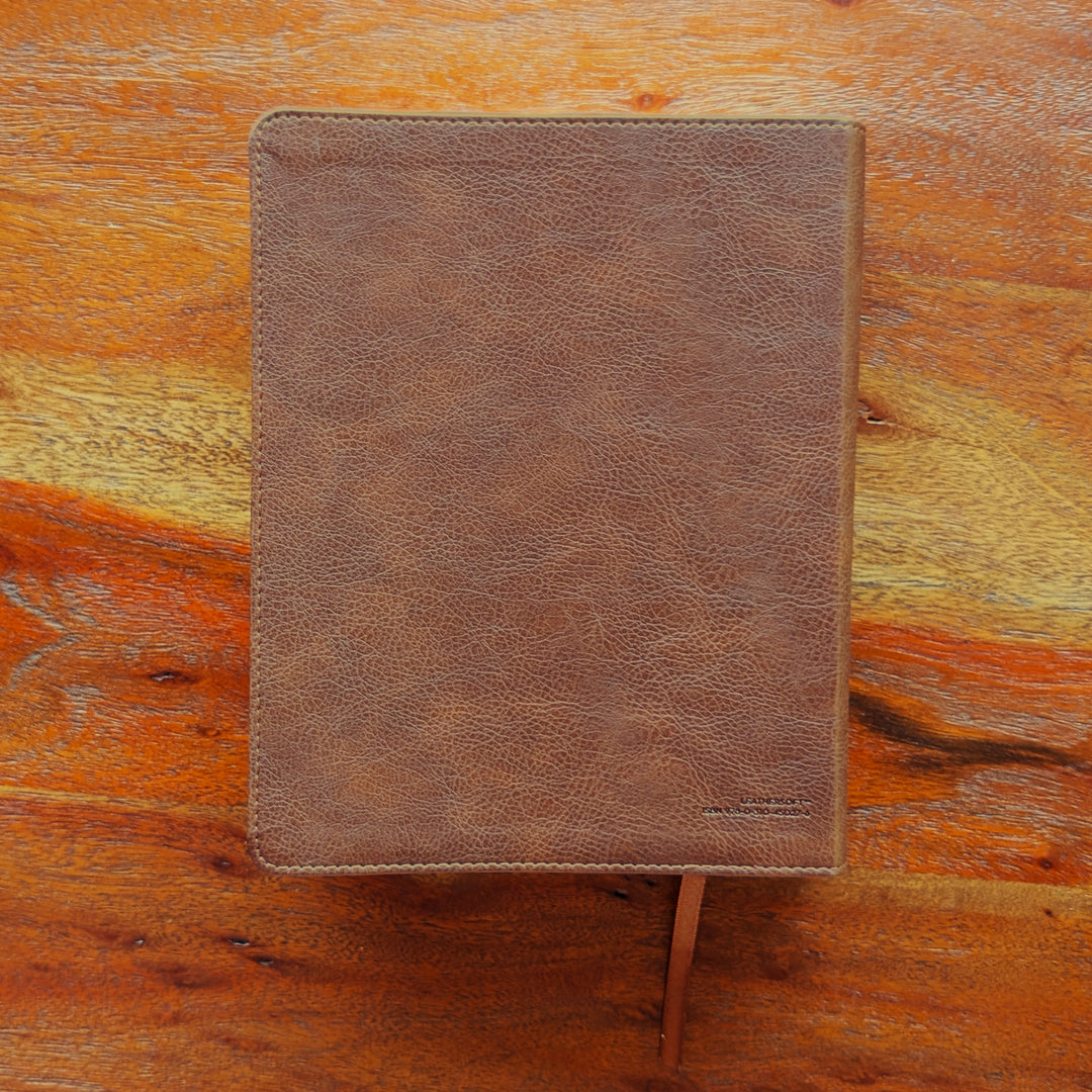 Personalized NIV Journal the Word Bible – Brown, Cross Center | Engraved Name