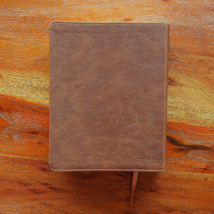 Personalized NIV Journal the Word Bible – Brown, Cross Center | Engraved Name
