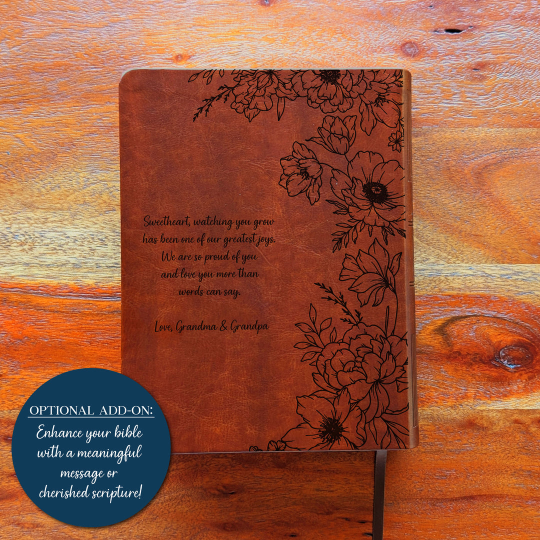 Personalized NLT Journaling Bible – Dark Brown | Peony Proverbs