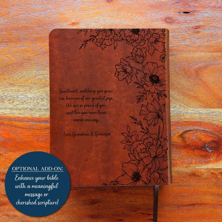 Personalized NLT Journaling Bible – Dark Brown | Peony Proverbs