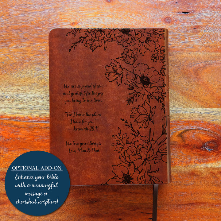 Personalized NLT Journaling Bible – Dark Brown | Peony Holy Bible