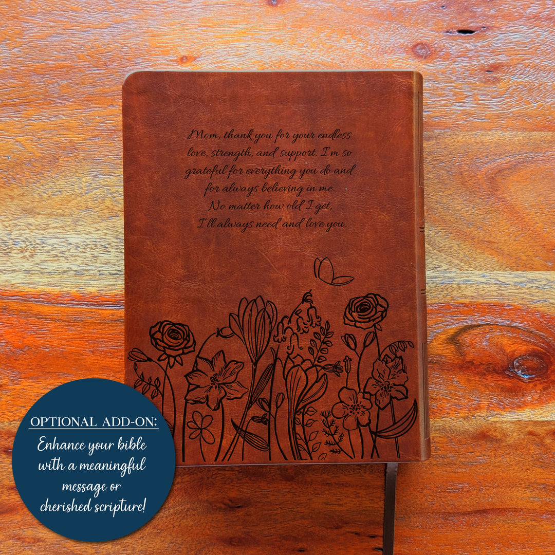 Biblia de Estudio NLT Personalizada – Marrón Oscuro | Flores Santa Biblia