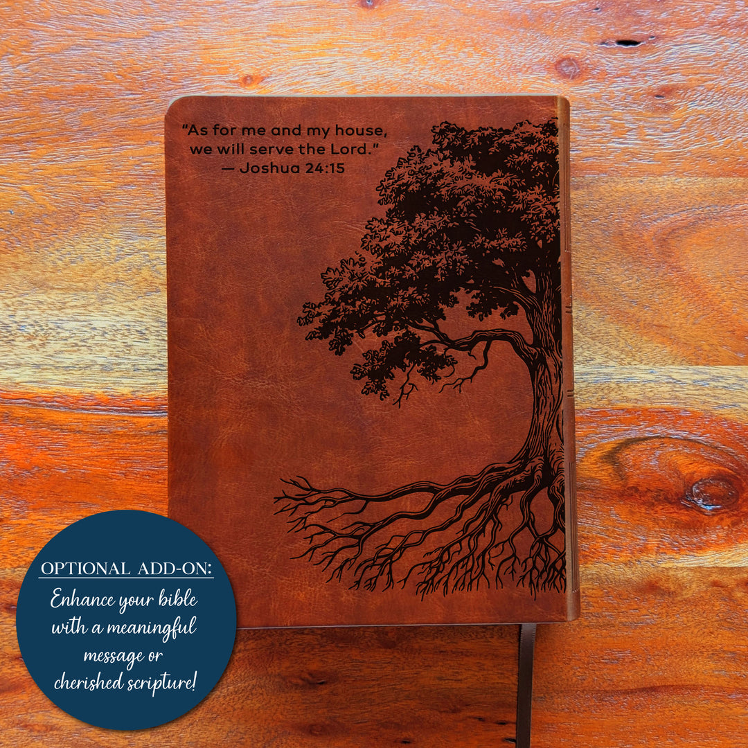 Personalized NLT Journaling Bible – Dark Brown | Oak Family Tree Side