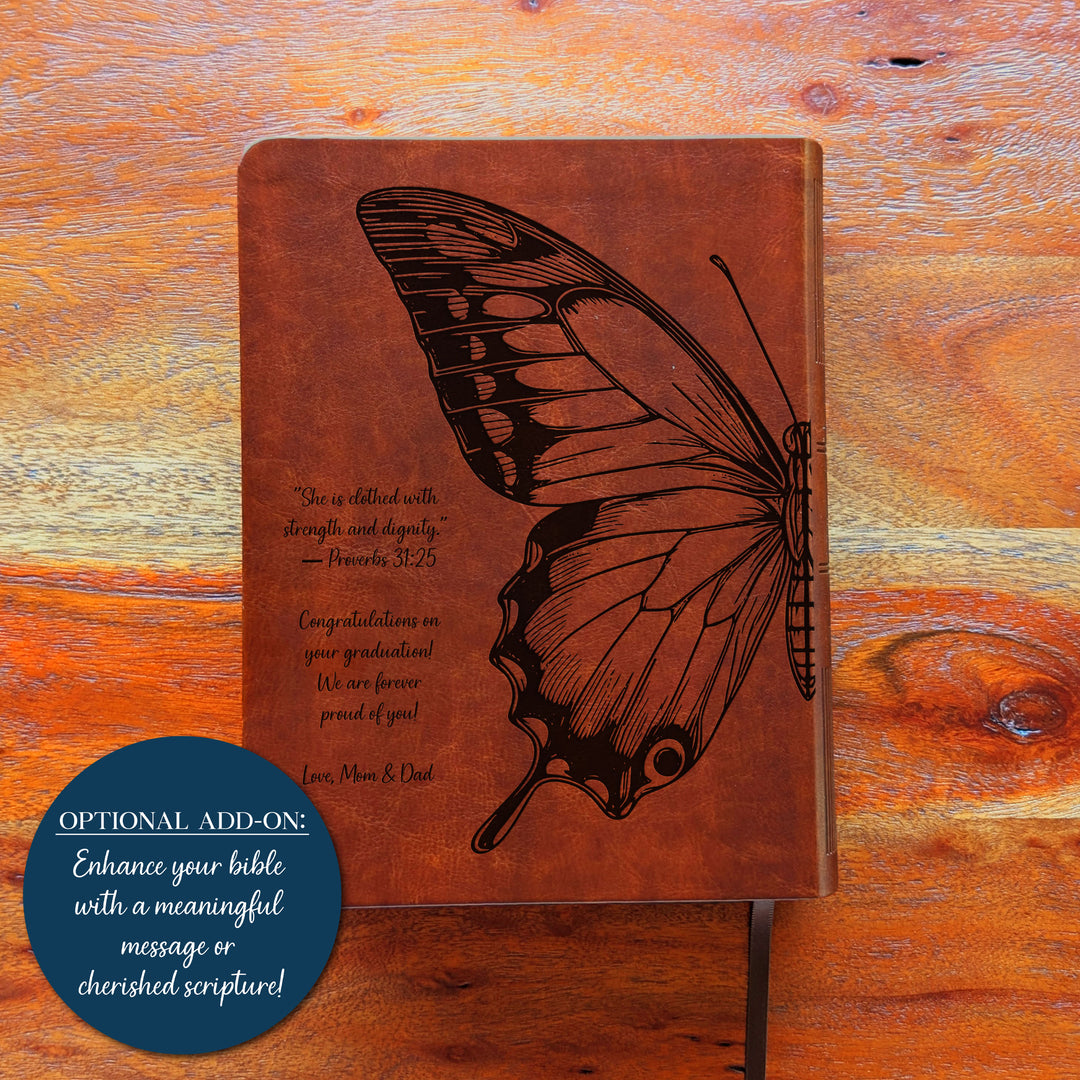 Personalized NLT Journaling Bible – Dark Brown | Butterfly Large