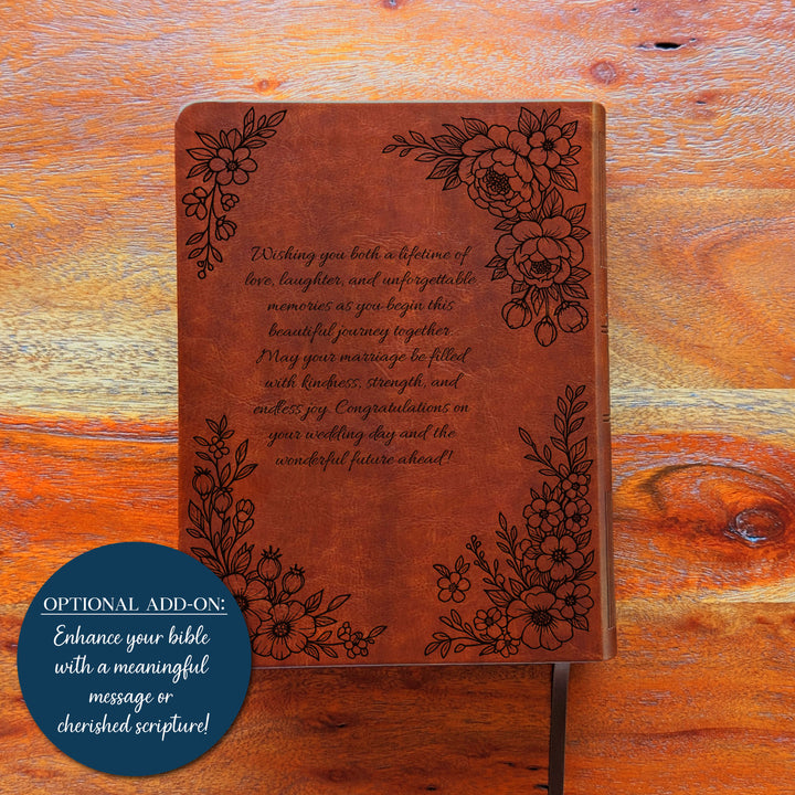 Personalized NLT Journaling Bible – Dark Brown | Floral Devoted in Love