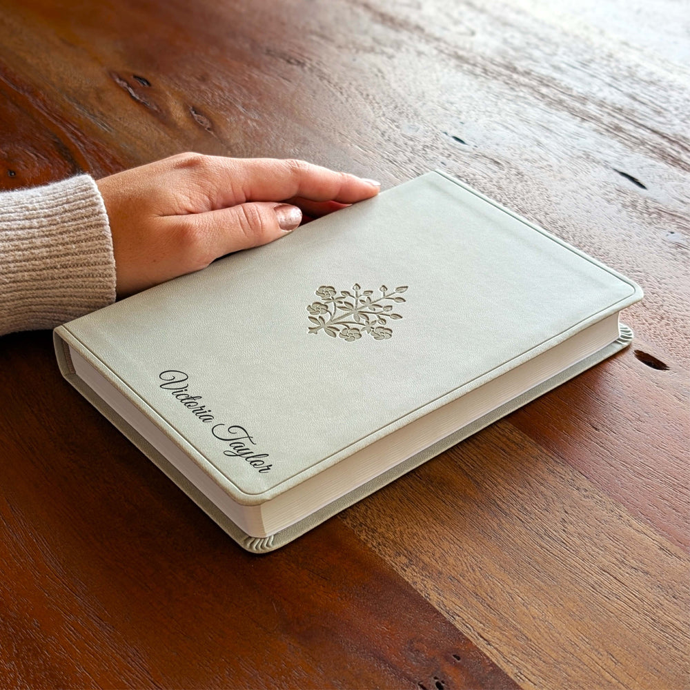 Personalized ESV Large Print Value Thinline Bible - River Stone, Branch | Engraved Name.