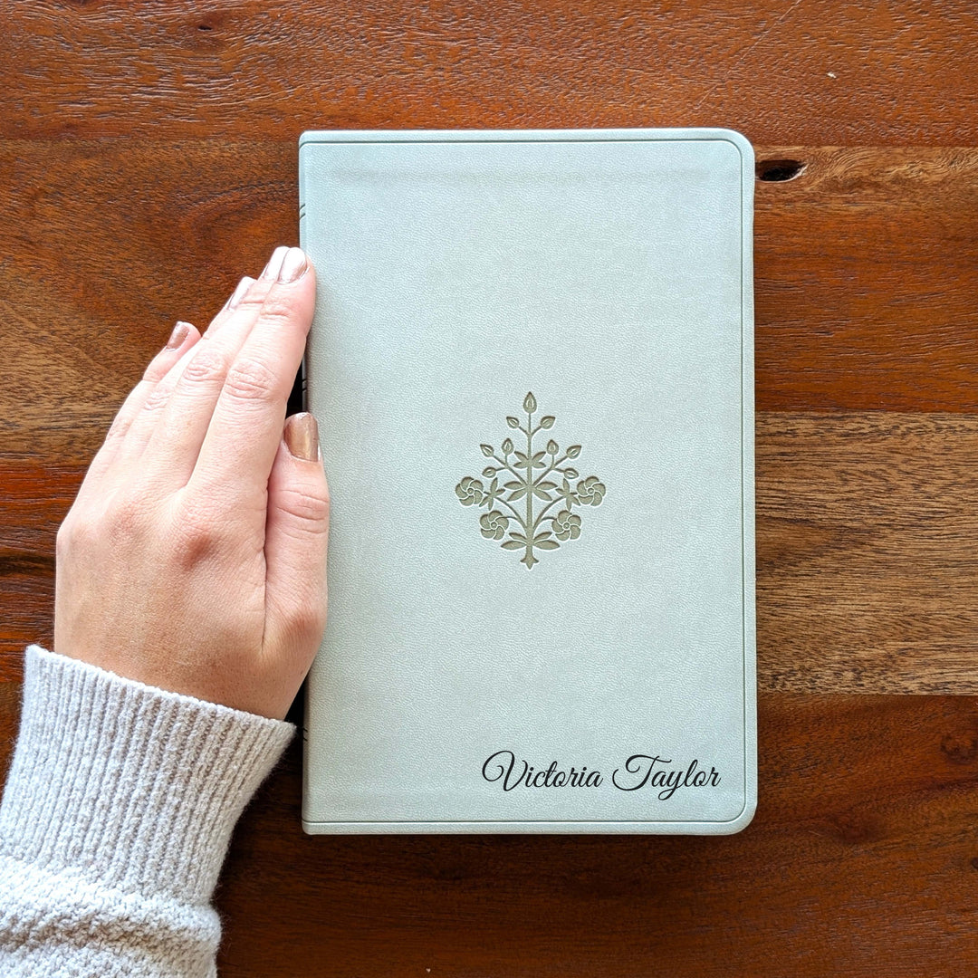 Personalized ESV Large Print Value Thinline Bible - River Stone, Branch | Engraved Name.
