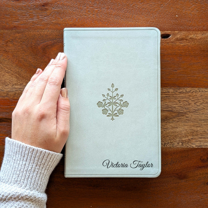 Personalized ESV Large Print Value Thinline Bible - River Stone, Branch | Engraved Name.