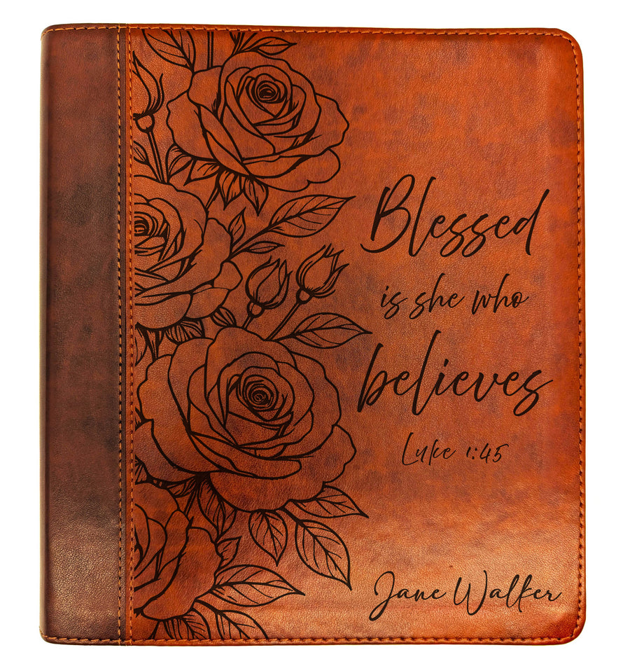 Personalized ESV Journaling Study Bible – Brown/Chestnut | Rose Blessed is She.