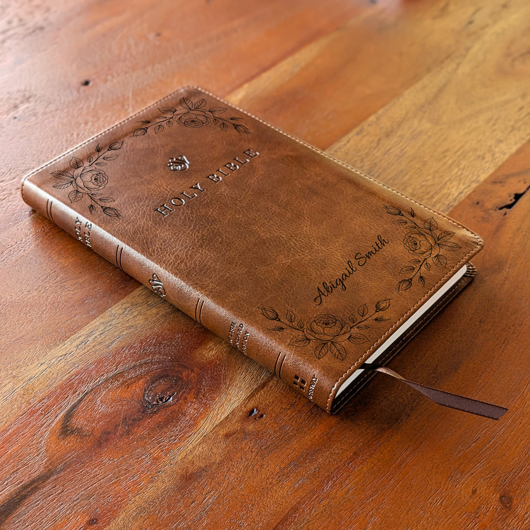 Biblia con letra súper gigante ESV personalizada – Borgoña | Girasol