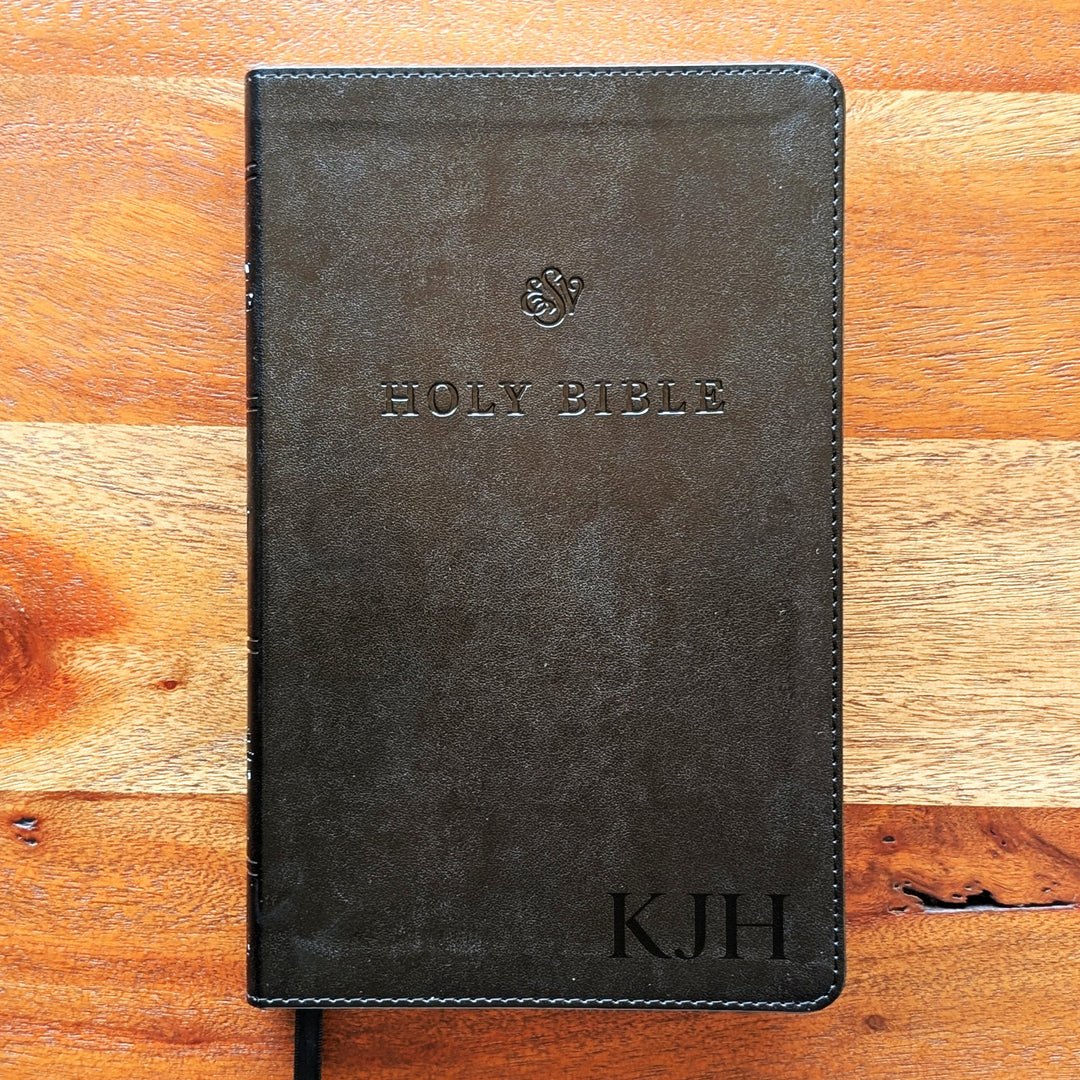 Personalized ESV Premium Church Bible - Large Print, Black  | Initials