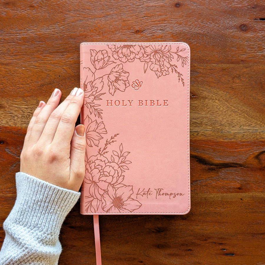Personalized ESV Premium Church Bible - Large Print, Pink | Peony.