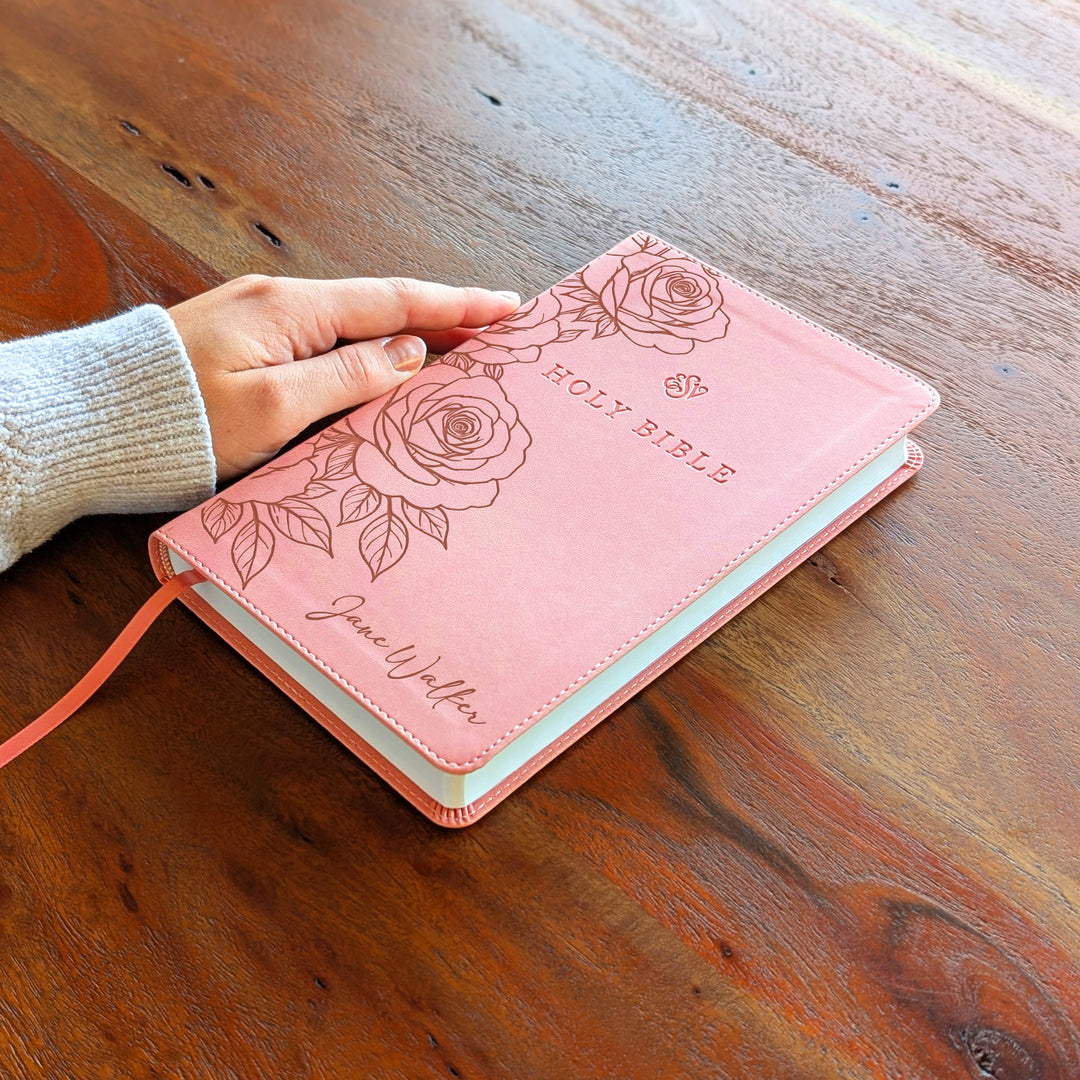 Biblia con letra súper gigante ESV personalizada – Borgoña | Girasol