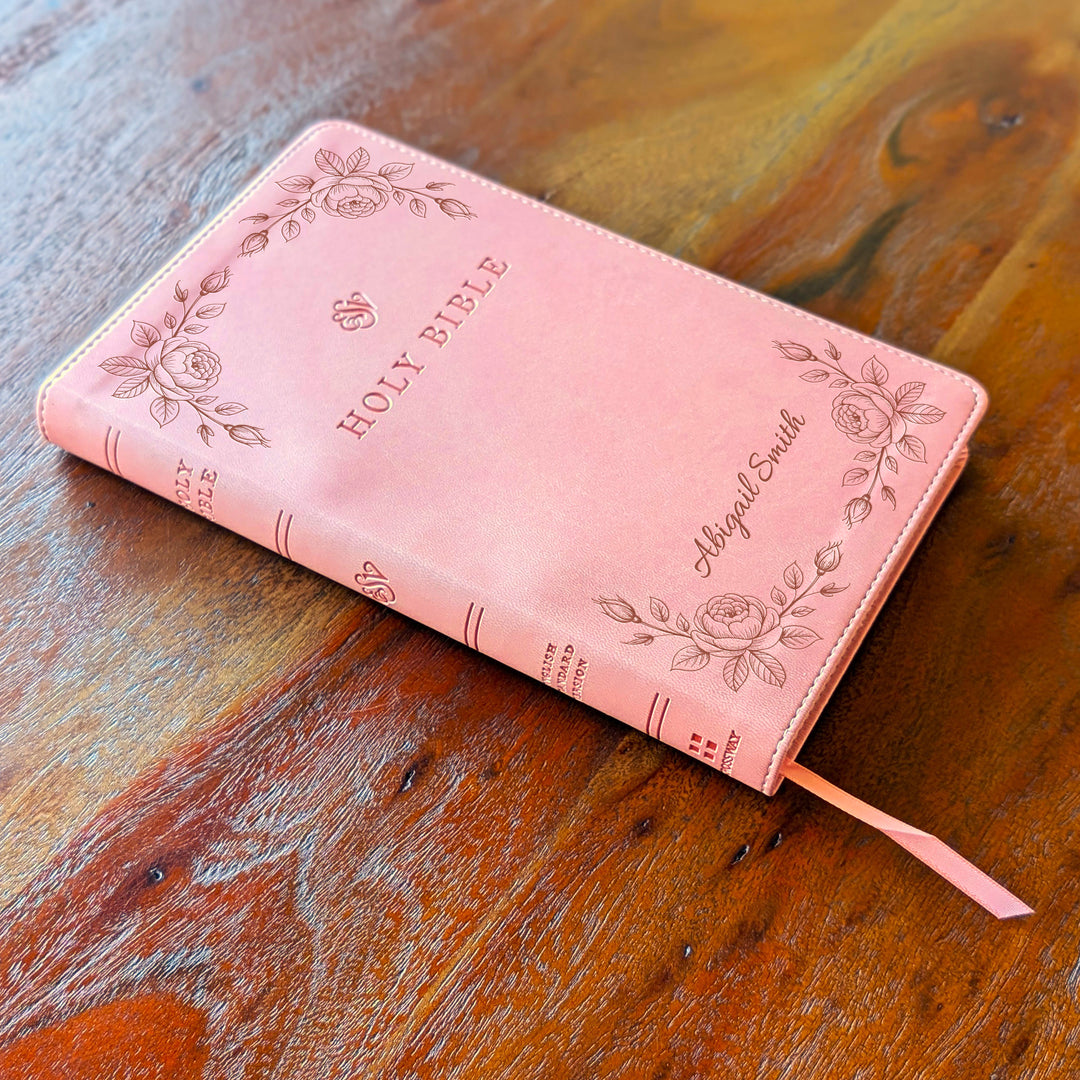 Biblia con letra súper gigante ESV personalizada – Borgoña | Girasol