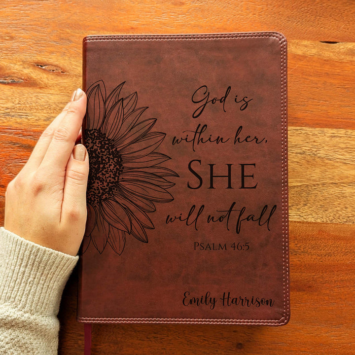 Biblia con letra súper gigante ESV personalizada – Borgoña | Girasol
