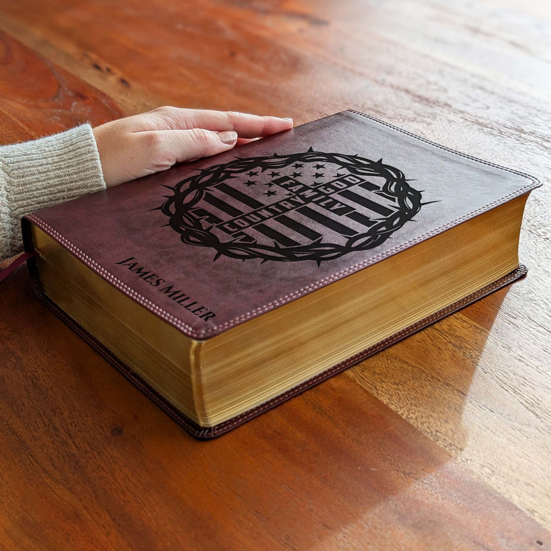 Biblia con letra súper gigante ESV personalizada – Borgoña | Girasol