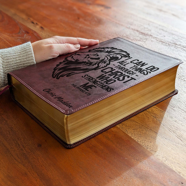 Biblia con letra súper gigante ESV personalizada – Borgoña | Girasol