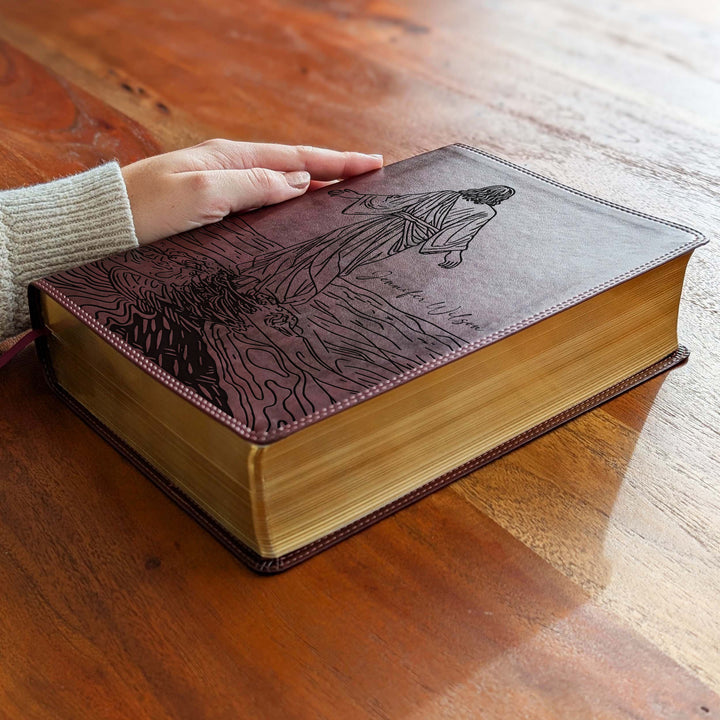 Biblia con letra súper gigante ESV personalizada – Borgoña | Girasol