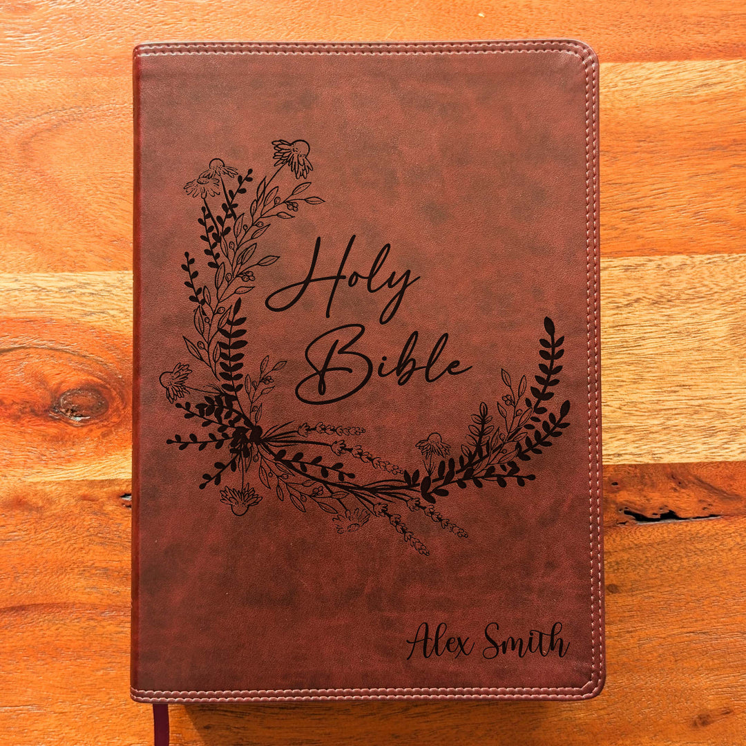 Biblia con letra súper gigante ESV personalizada – Borgoña | Girasol