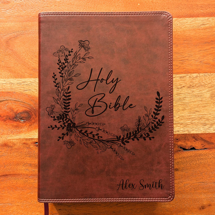 Biblia con letra súper gigante ESV personalizada – Borgoña | Girasol
