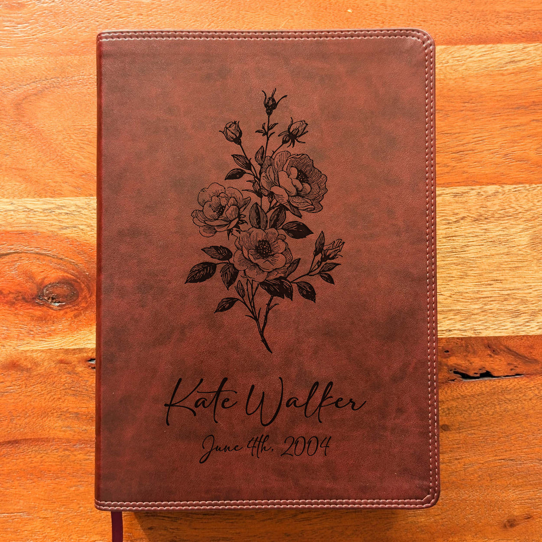 Biblia con letra súper gigante ESV personalizada – Borgoña | Girasol
