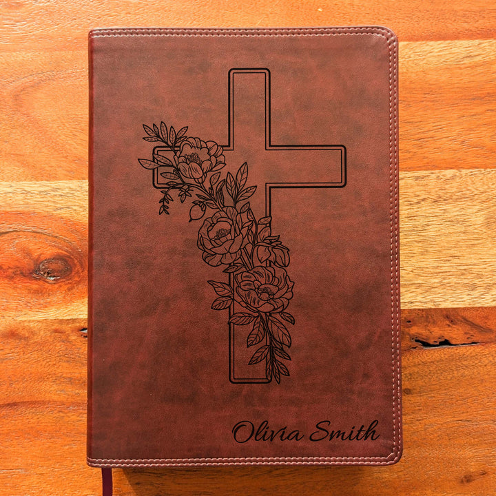 Personalized ESV Super Giant Print Bible – Burgundy | Peony Cross