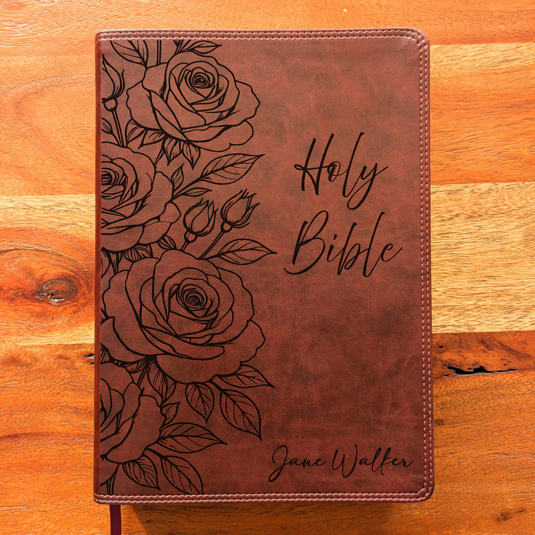 Personalized ESV Super Giant Print Bible – Burgundy | Sacred Garden Collection