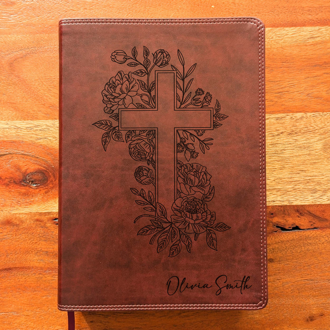 Biblia con letra súper gigante ESV personalizada – Borgoña | Girasol