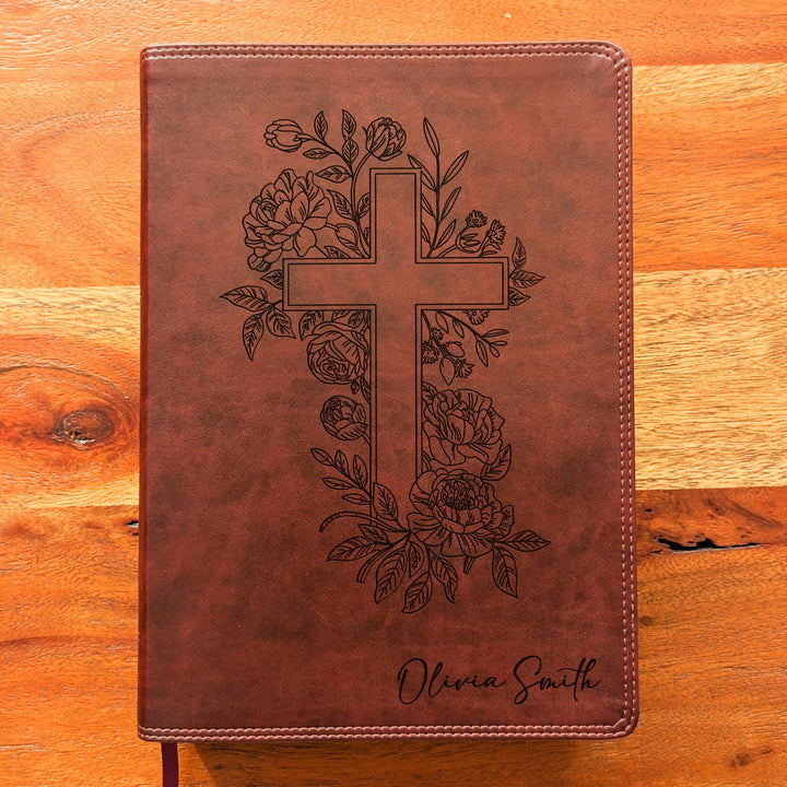 Biblia con letra súper gigante ESV personalizada – Borgoña | Girasol