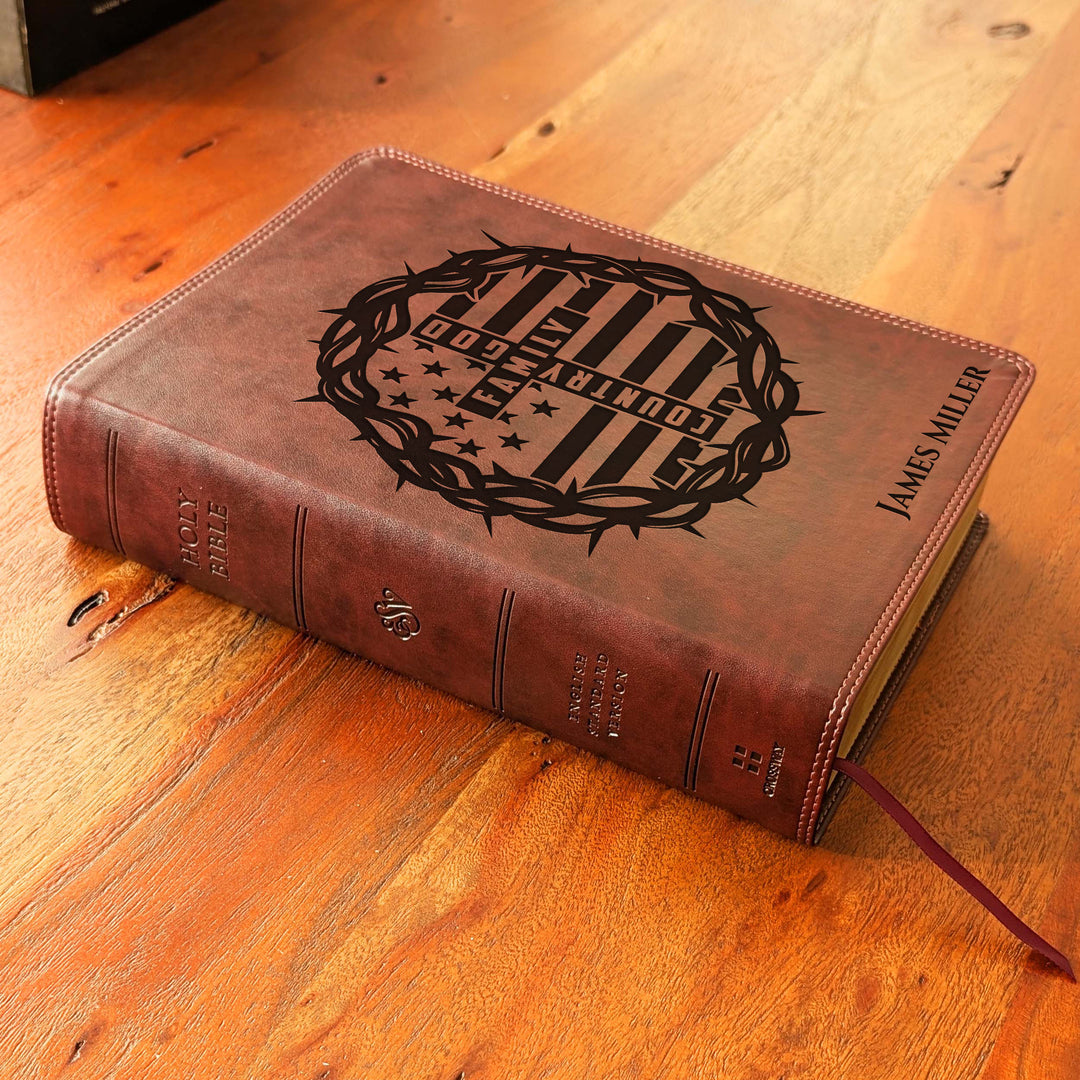 Biblia con letra súper gigante ESV personalizada – Borgoña | Girasol
