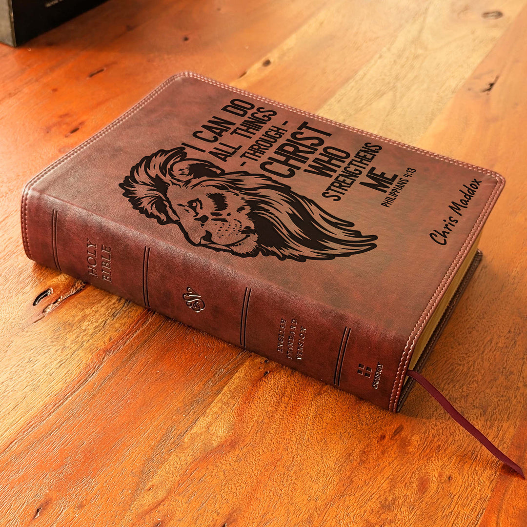 Biblia con letra súper gigante ESV personalizada – Borgoña | Girasol