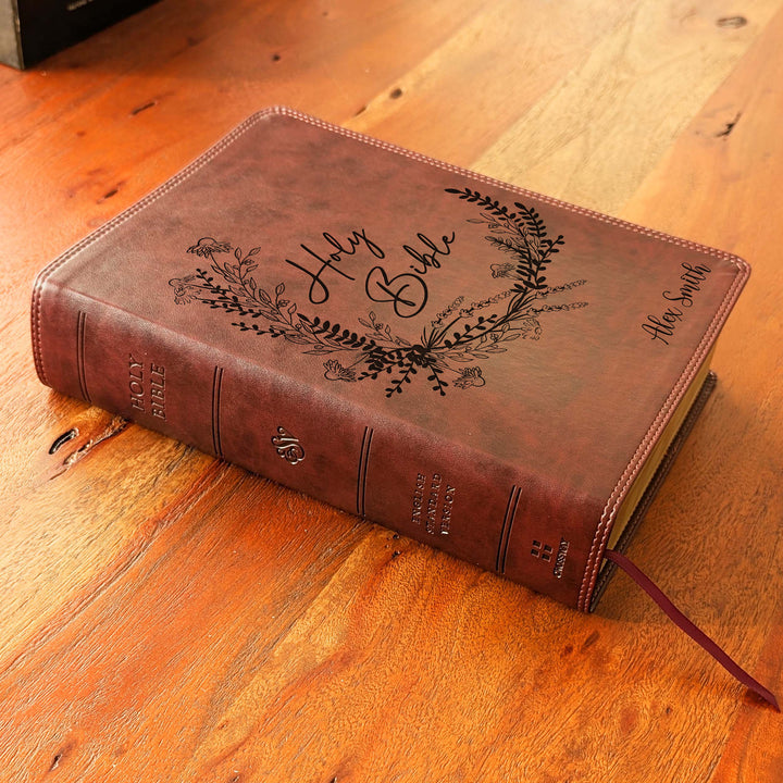 Biblia con letra súper gigante ESV personalizada – Borgoña | Girasol