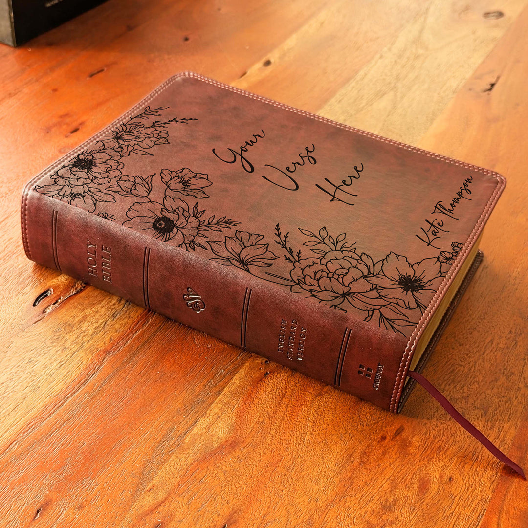 Biblia con letra súper gigante ESV personalizada – Borgoña | Girasol