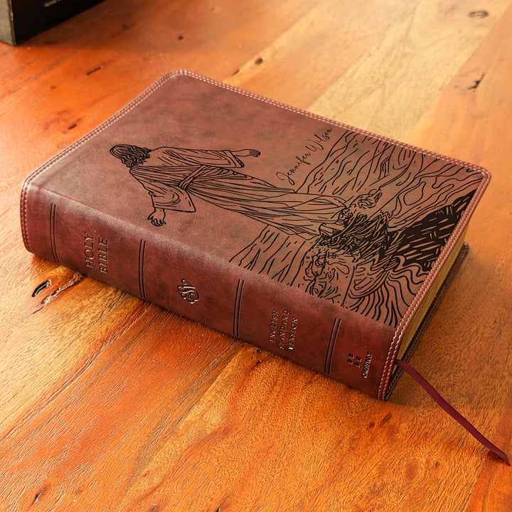 Biblia con letra súper gigante ESV personalizada – Borgoña | Girasol