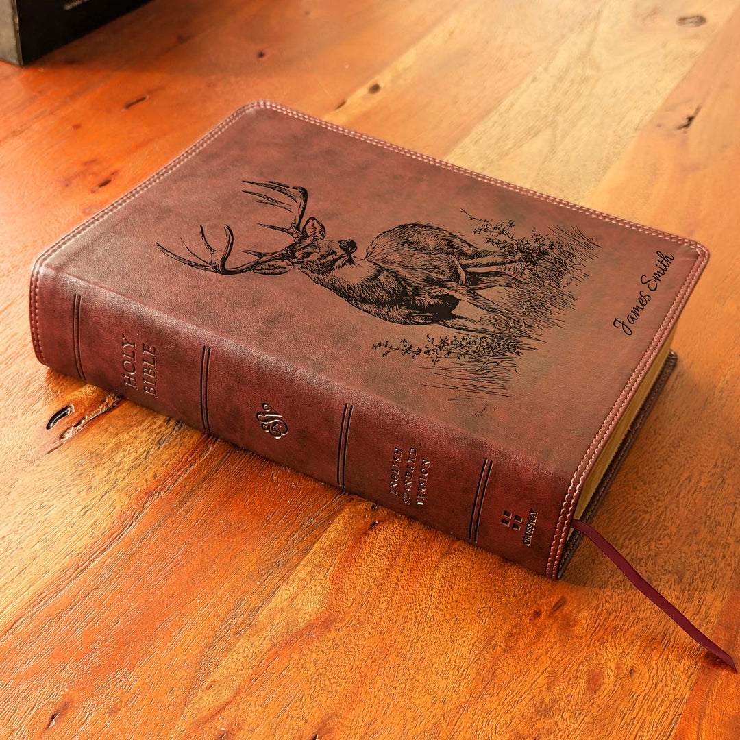 Biblia con letra súper gigante ESV personalizada – Borgoña | Girasol