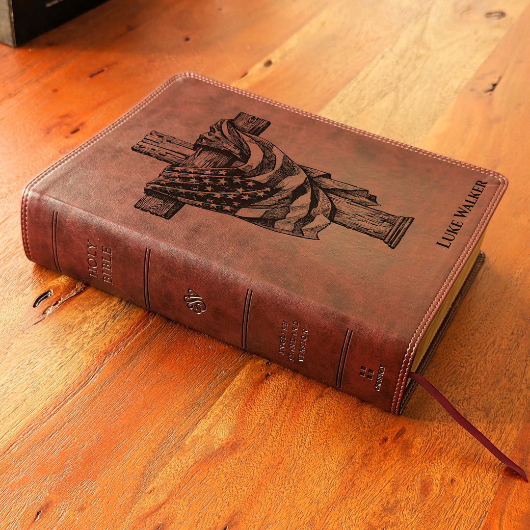 Biblia con letra súper gigante ESV personalizada – Borgoña | Girasol