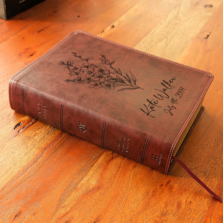 Biblia con letra súper gigante ESV personalizada – Borgoña | Girasol