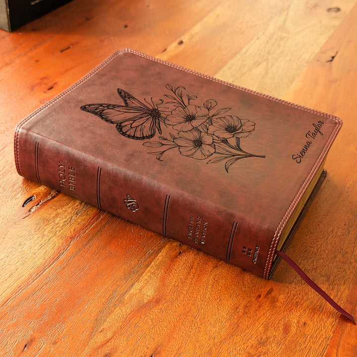 Biblia con letra súper gigante ESV personalizada – Borgoña | Girasol