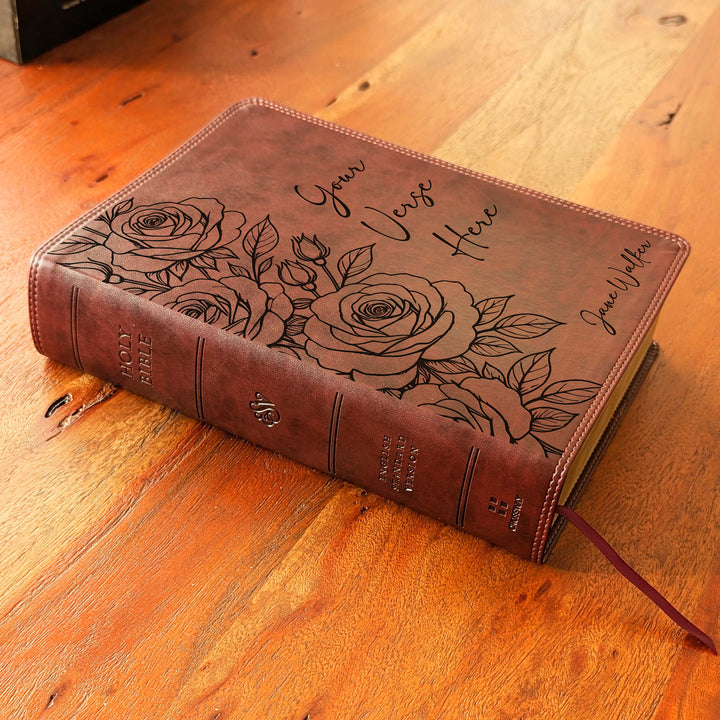 Biblia con letra súper gigante ESV personalizada – Borgoña | Girasol