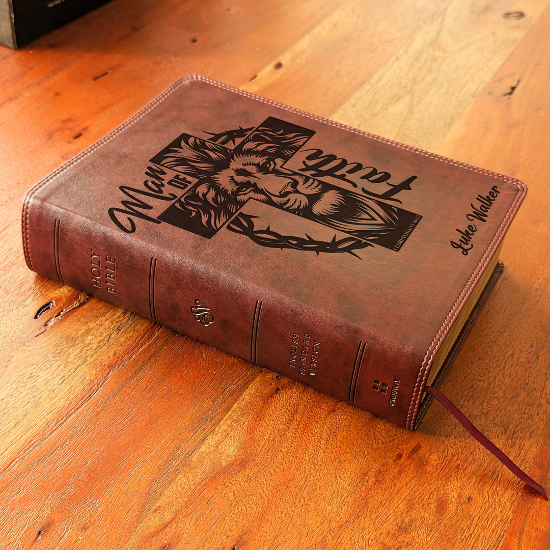 Biblia con letra súper gigante ESV personalizada – Borgoña | Girasol