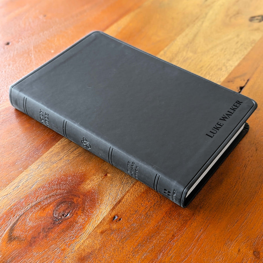 Personalized ESV Large Print Value Thinline Bible - Black | Engraved Name.