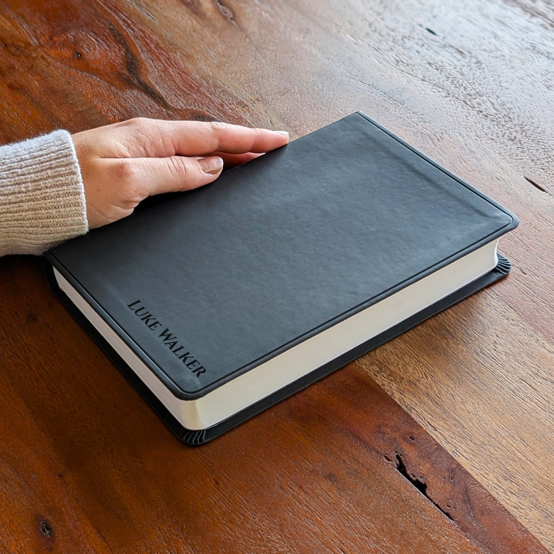 Personalized ESV Large Print Value Thinline Bible - Black | Engraved Name.