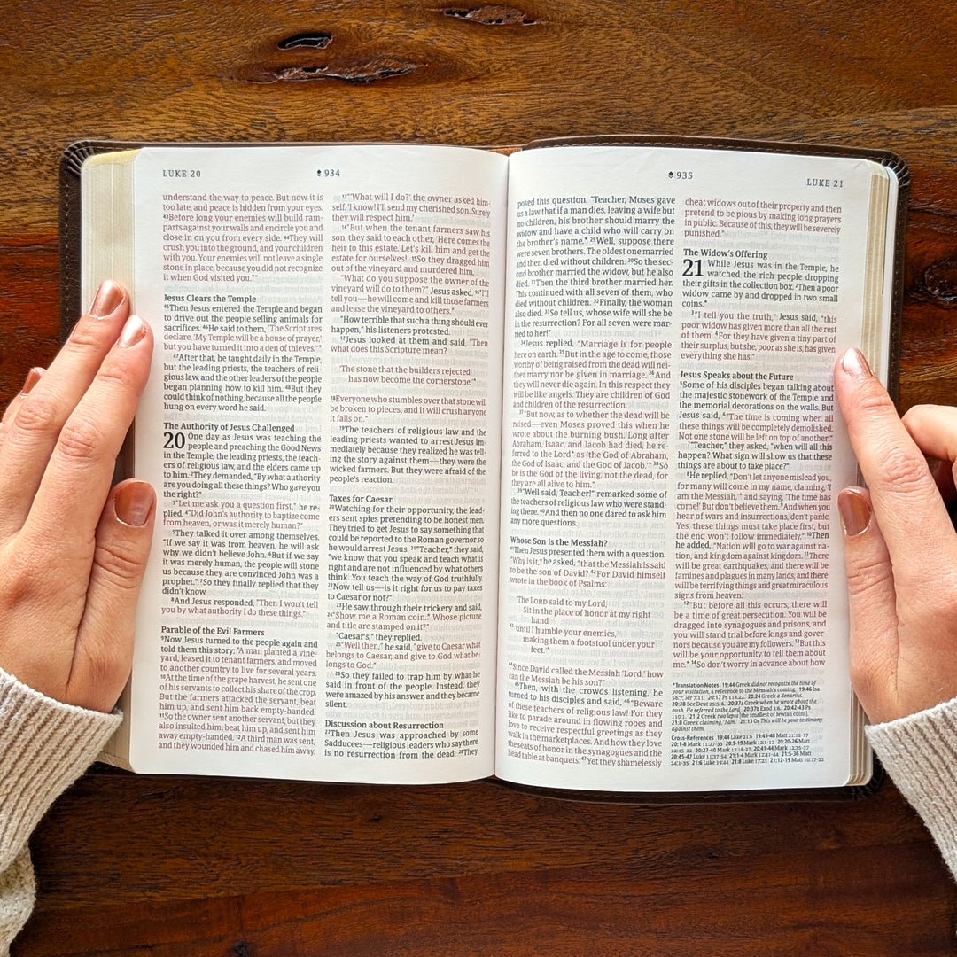 Personalized NLT Thinline Bible – Rustic Brown | Engraved Name