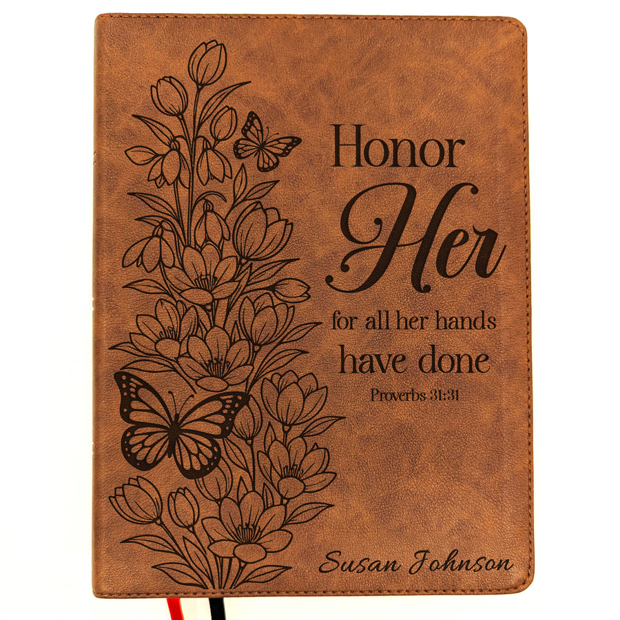 Personalized KJV Wide Margin Bible - Brown | Sacred Garden Collection