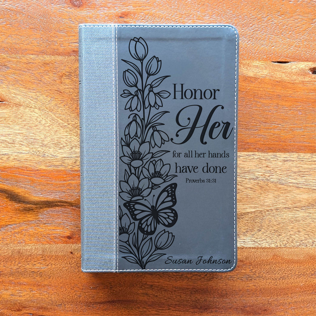 Biblia NVI tamaño personal personalizada – Letra grande, marrón | Hombre de fe