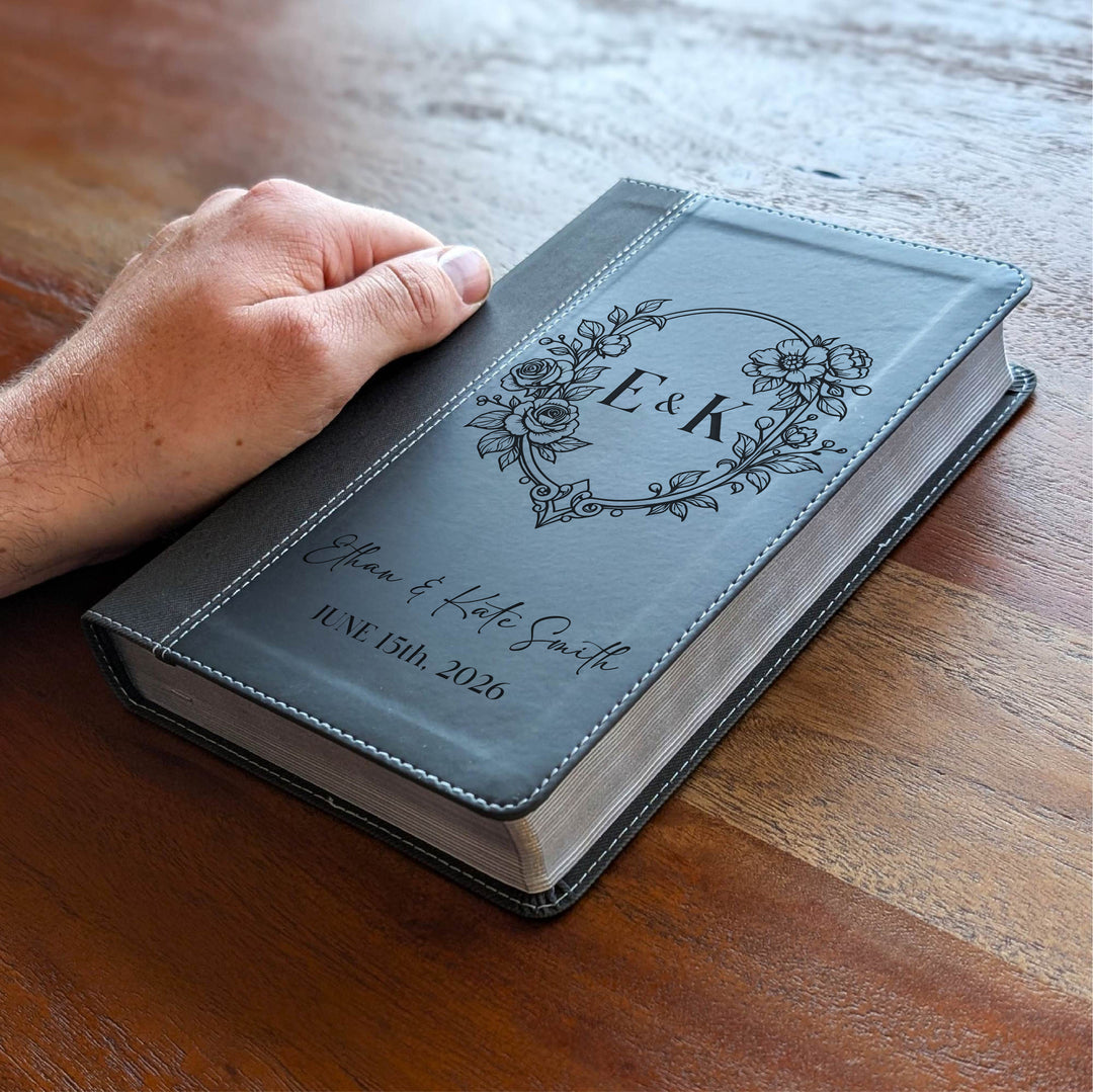 Biblia NVI tamaño personal personalizada – Letra grande, marrón | Hombre de fe