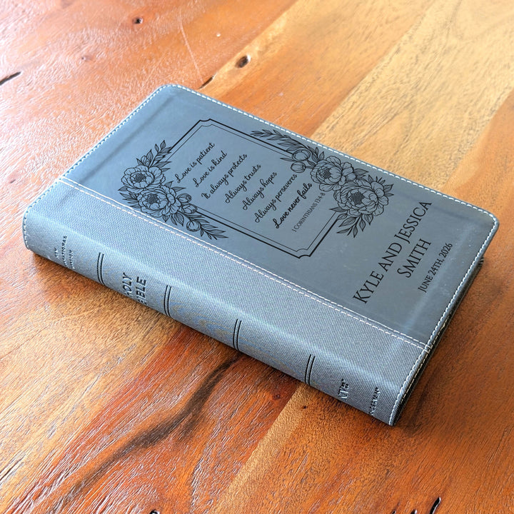 Biblia NVI tamaño personal personalizada – Letra grande, marrón | Hombre de fe