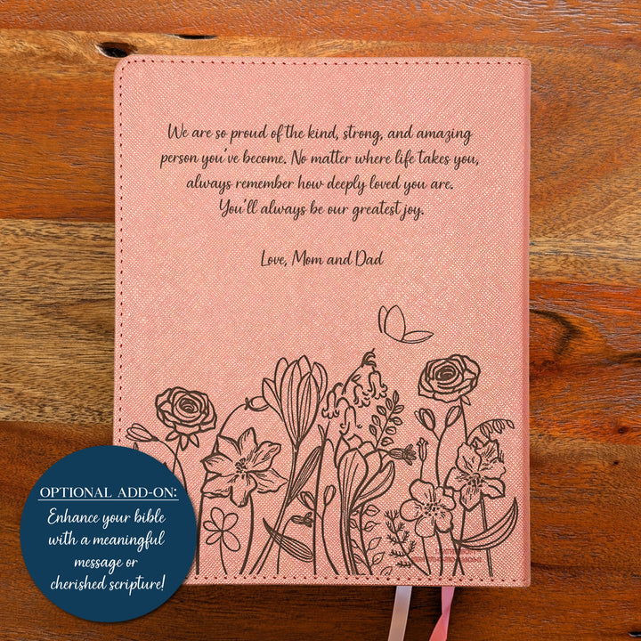 Biblia NVI Personalizada para Niños - Rosa | Nombre grabado