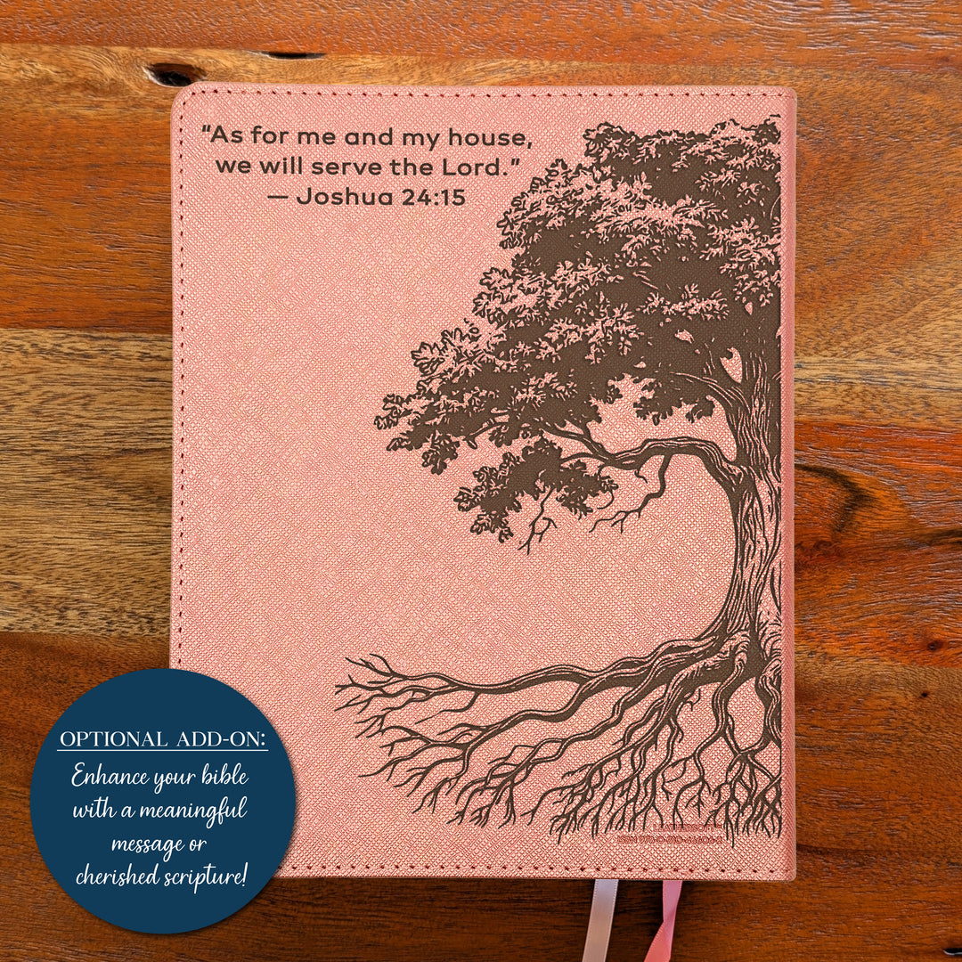 Personalized NIV Beautiful Word Bible – Pink | Oak Family Tree Side