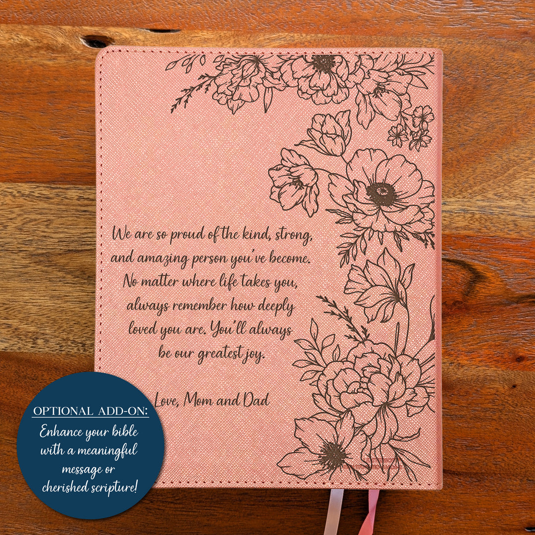 Personalized NIV Beautiful Word Bible – Pink | Peony Proverbs